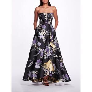 Marchesa Notte Strapless Floral Gown Size 2 NWT